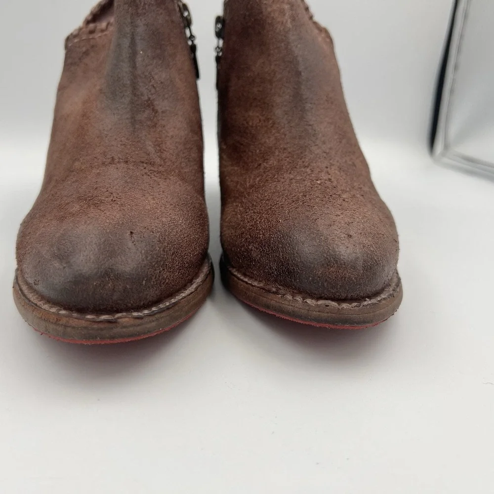 Bed Stu Carla Brown Leather Zipper Ankle Booties Boots Cobbler W 7.5 F393009
